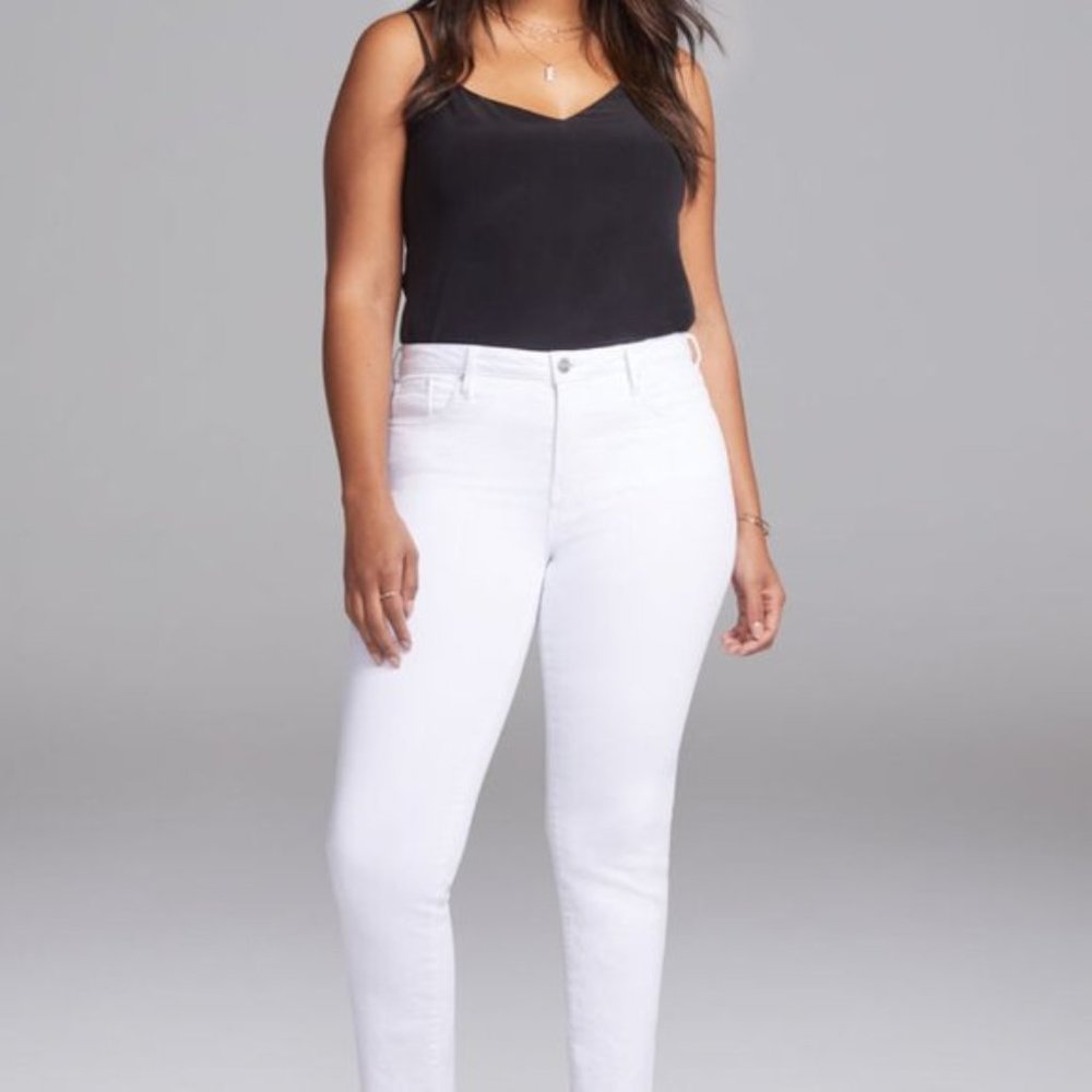NYDJ Curves 360 Slim Straight White Ankle Jeans size 16 short
